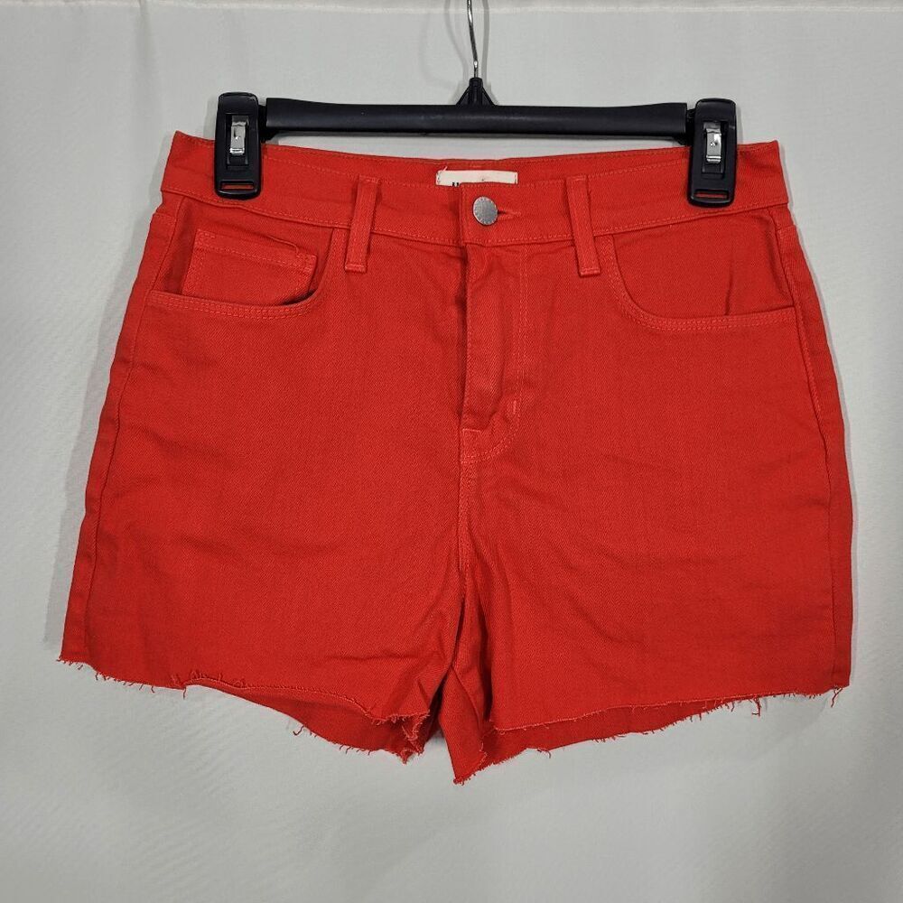 L’agence Betty Denim Shorts Size 25 Cut Off High Rise Frayed Hem Red*